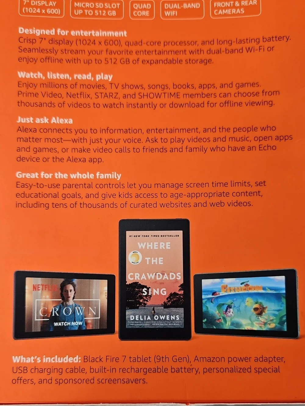 Amazon Fire 7 w/ Alexa 9th Gen (2019 release) tablet/reader opened, Used 3 Times